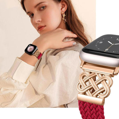 Bracelet de montre xDfind en nylon tressé arc-en-ciel avec nœud chinois et boucle magnétique, For Apple Watch 42 / 44 / 45 / 46 / 49mm, For Apple Watch 38 / 40 / 41 / S11 42mm