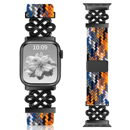 Bracelet de montre xDfind en nylon tressé arc-en-ciel avec nœud chinois et boucle magnétique, For Apple Watch 42 / 44 / 45 / 46 / 49mm, For Apple Watch 38 / 40 / 41 / S11 42mm