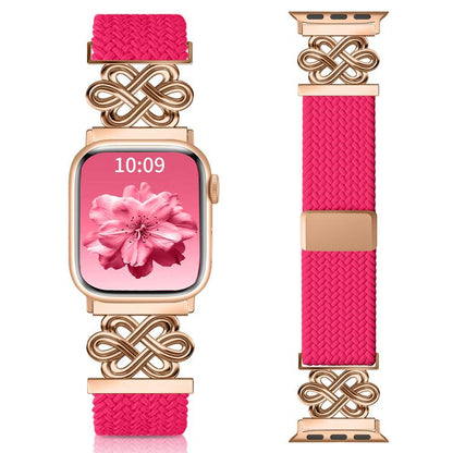 Bracelet de montre xDfind en nylon tressé arc-en-ciel avec nœud chinois et boucle magnétique, For Apple Watch 42 / 44 / 45 / 46 / 49mm, For Apple Watch 38 / 40 / 41 / S11 42mm