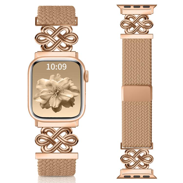 Bracelet de montre xDfind en nylon tressé arc-en-ciel avec nœud chinois et boucle magnétique, For Apple Watch 42 / 44 / 45 / 46 / 49mm, For Apple Watch 38 / 40 / 41 / S11 42mm