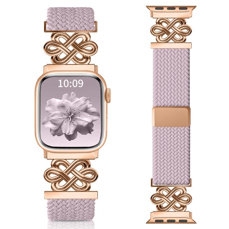 Bracelet de montre xDfind en nylon tressé arc-en-ciel avec nœud chinois et boucle magnétique, For Apple Watch 42 / 44 / 45 / 46 / 49mm, For Apple Watch 38 / 40 / 41 / S11 42mm