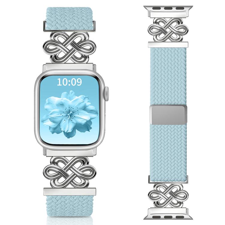 Bracelet de montre xDfind en nylon tressé arc-en-ciel avec nœud chinois et boucle magnétique, For Apple Watch 42 / 44 / 45 / 46 / 49mm, For Apple Watch 38 / 40 / 41 / S11 42mm