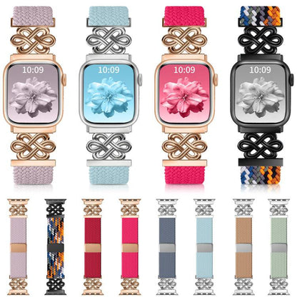 Bracelet de montre xDfind en nylon tressé arc-en-ciel avec nœud chinois et boucle magnétique, For Apple Watch 42 / 44 / 45 / 46 / 49mm, For Apple Watch 38 / 40 / 41 / S11 42mm