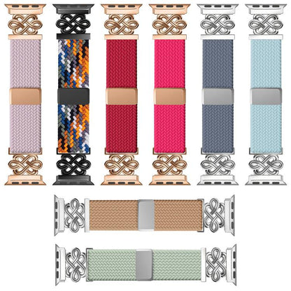 Bracelet de montre xDfind en nylon tressé arc-en-ciel avec nœud chinois et boucle magnétique, For Apple Watch 42 / 44 / 45 / 46 / 49mm, For Apple Watch 38 / 40 / 41 / S11 42mm