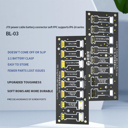 Câble d'alimentation JTX BL-03 avec connecteur FPC souple pour batterie, compatible avec les iPhone 6 à 16., JTX BL-03