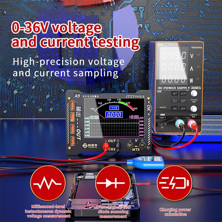 JTX A9 Appareil de mesure multifonction à affichage numérique haute précision pour courbes et formes d'onde, JTX A9