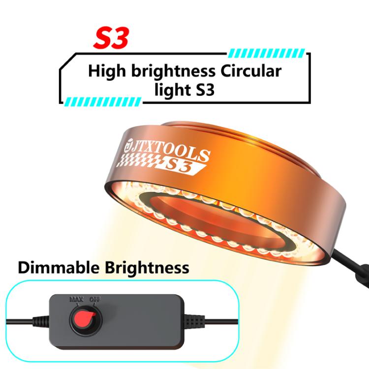 JTX S3 En alliage d'aluminium, 31 LED haute luminosité, source lumineuse étanche à la poussière pour microscope, JTX S3