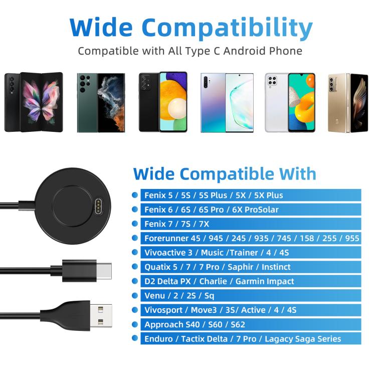 Base de chargement intégrée pour montre xDfind 2 en 1 USB vers Type-C, longueur : 1,2 m, Charging Base