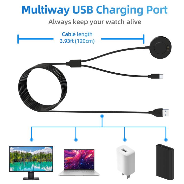 Base de chargement intégrée pour montre xDfind 2 en 1 USB vers Type-C, longueur : 1,2 m, Charging Base