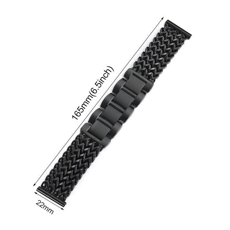 Bracelet de montre xDfind en acier inoxydable tressé à chevrons et tête plate, 22mm