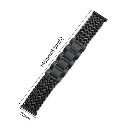 Bracelet de montre xDfind en acier inoxydable tressé à chevrons et tête plate, 22mm