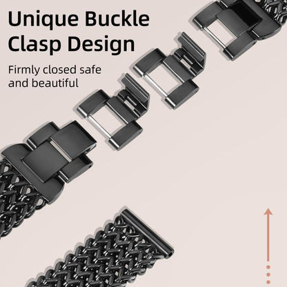 Bracelet de montre xDfind en acier inoxydable tressé à chevrons et tête plate, 22mm
