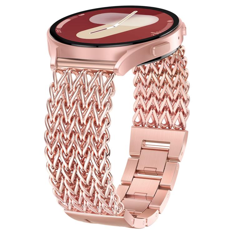 Bracelet de montre xDfind en acier inoxydable tressé à chevrons et tête plate, 22mm