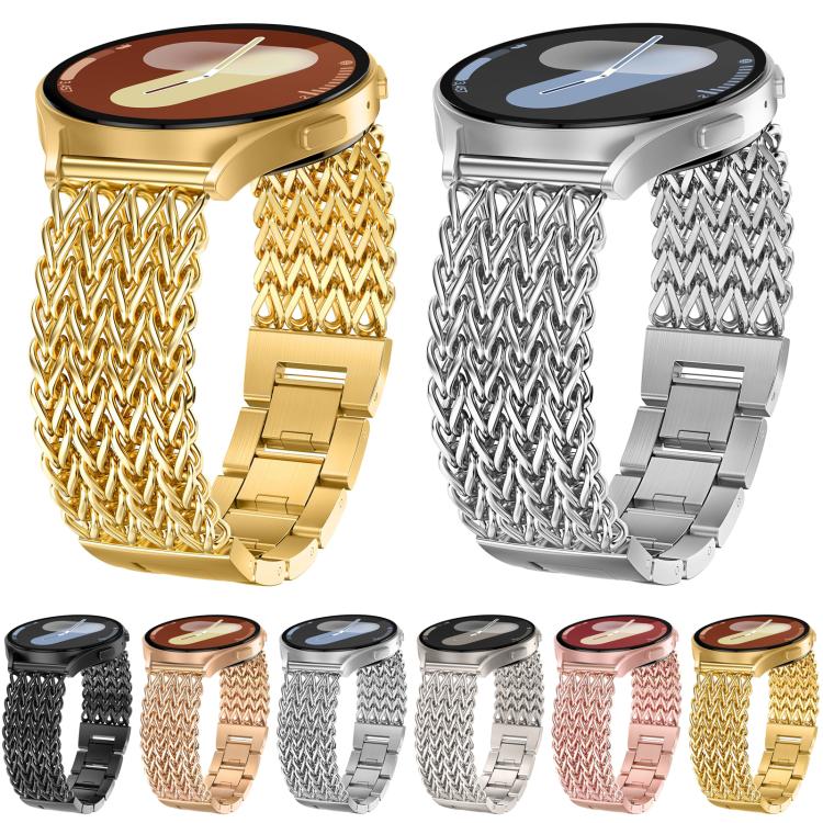 Bracelet de montre xDfind en acier inoxydable tressé à chevrons et tête plate, 22mm