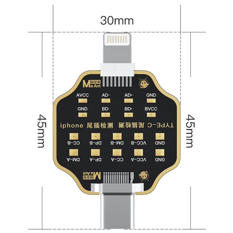 Carte de test de défaut de charge MaAnt pour iPhone/Android (prise jack non amovible), MaAnt Tail Plug Test Board