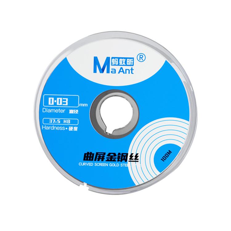 Fil diamanté de découpe à haute dureté MaAnt 100 m, courbé, pour tamisage, 0.03mm, 0.026mm, 0.035mm