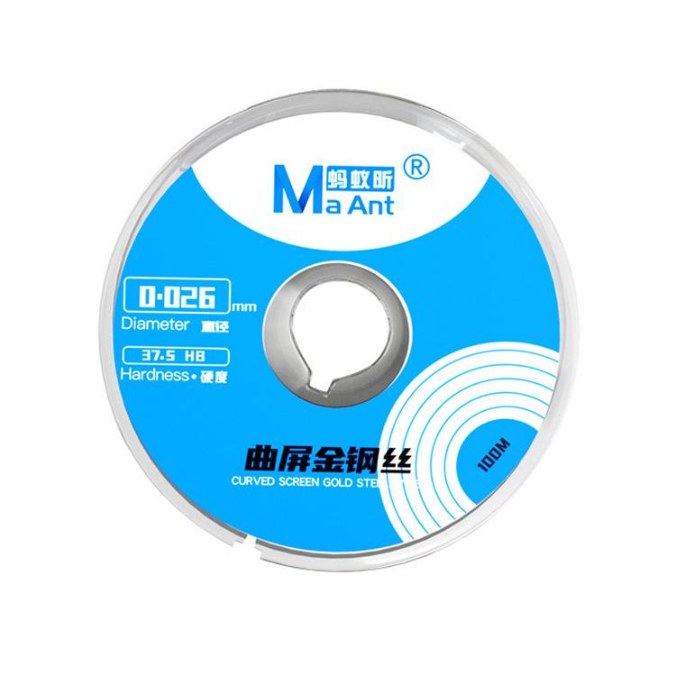 Fil diamanté de découpe à haute dureté MaAnt 100 m, courbé, pour tamisage, 0.03mm, 0.026mm, 0.035mm
