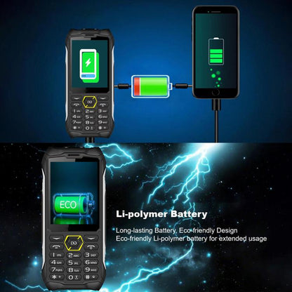 Téléphone robuste HP336 4G IP68, écran 3,5 pouces, batterie 4500 mAh, réseau : 4G, Bluetooth, radio FM, SOS, lampe torche, EU Plug, US Plug, UK Plug, AU Plug