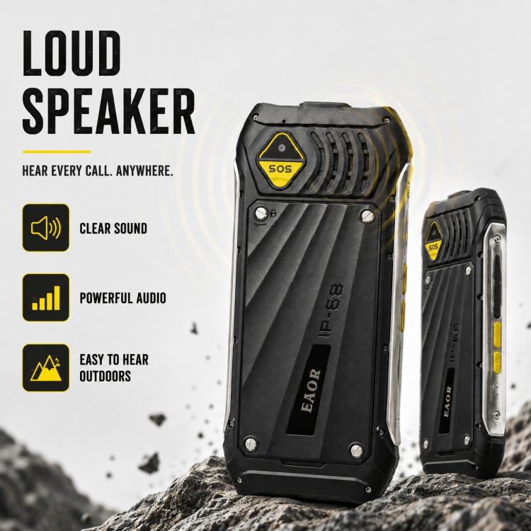 Téléphone robuste HP336 4G IP68, écran 3,5 pouces, batterie 4500 mAh, réseau : 4G, Bluetooth, radio FM, SOS, lampe torche, EU Plug, US Plug, UK Plug