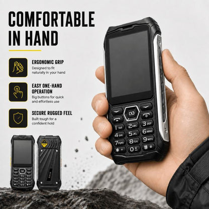 Téléphone robuste HP336 4G IP68, écran 3,5 pouces, batterie 4500 mAh, réseau : 4G, Bluetooth, radio FM, SOS, lampe torche, EU Plug, US Plug, UK Plug