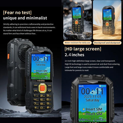 Téléphone robuste YEEMI Q5 4G pour seniors, batterie 16 800 mAh, écran 2,4 pouces, 21 touches, réseau 4G, lampe torche LED, double SIM