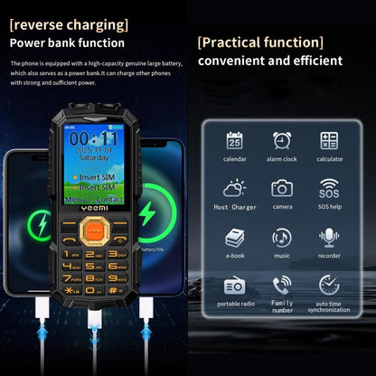 Téléphone robuste YEEMI Q5 4G pour seniors, batterie 16 800 mAh, écran 2,4 pouces, 21 touches, réseau 4G, lampe torche LED, double SIM