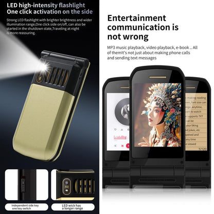 Téléphone à clapet S7 4G, écran 2,4 pouces + 1,44 pouces, batterie 4800 mAh, lampe torche LED, SOS, réseau 4G, double SIM