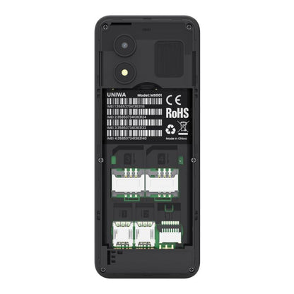 Téléphone à clavier UNIWA MS001, écran Spreadtrum SC6531CA de 1,77 pouce, réseau : 2G, 4 SIM + 4 en veille, 21 touches, EU Plug, US Plug, UK Plug, AU Plug