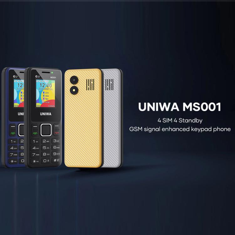 Téléphone à clavier UNIWA MS001, écran Spreadtrum SC6531CA de 1,77 pouce, réseau : 2G, 4 SIM + 4 en veille, 21 touches, EU Plug, US Plug, UK Plug, AU Plug