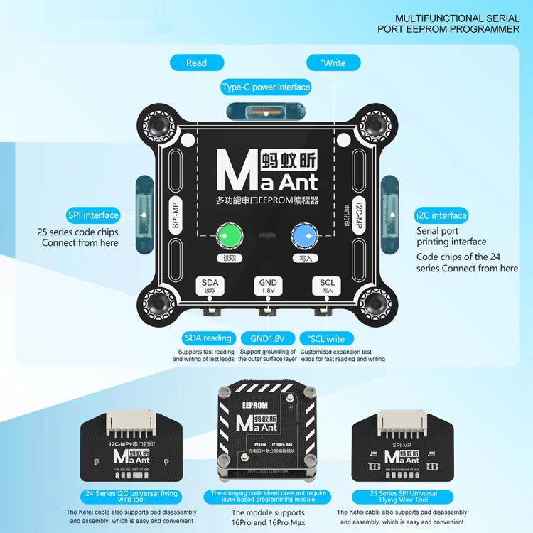 Programmateur EEPROM à port série multifonctionnel MaAnt E1, Only Programmer, 16 Pro/16 Pro Max IC Module, Programmer+16 Pro/Pro Max IC module