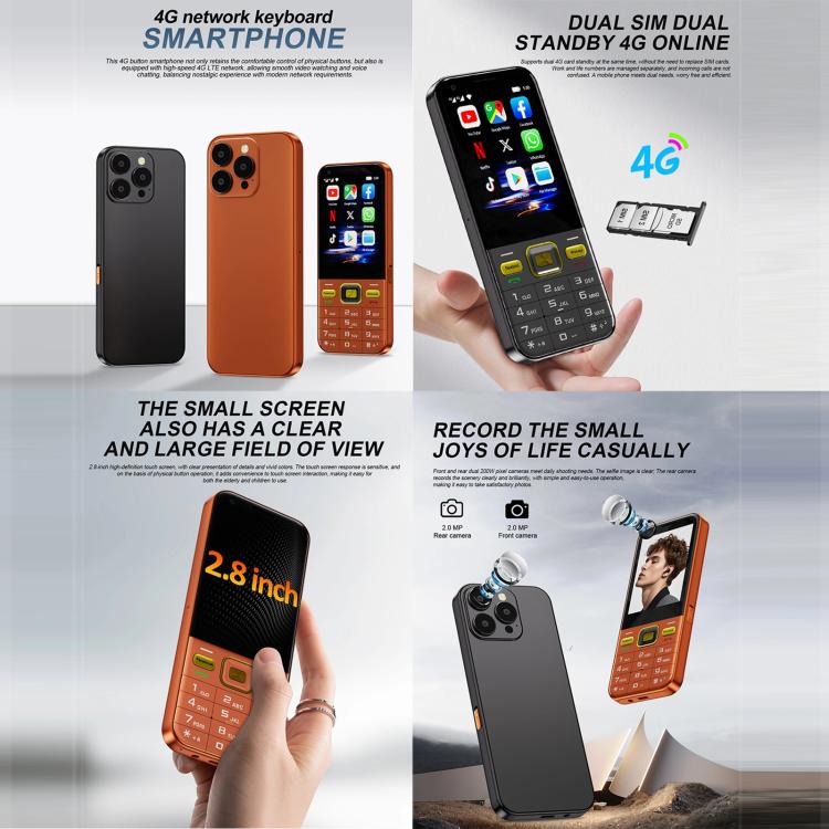 A001 / 16 MP, 2 Go + 16 Go, écran 2,8 pouces, Android 8.1, processeur quadricœur MTK6737, réseau 4G, double SIM