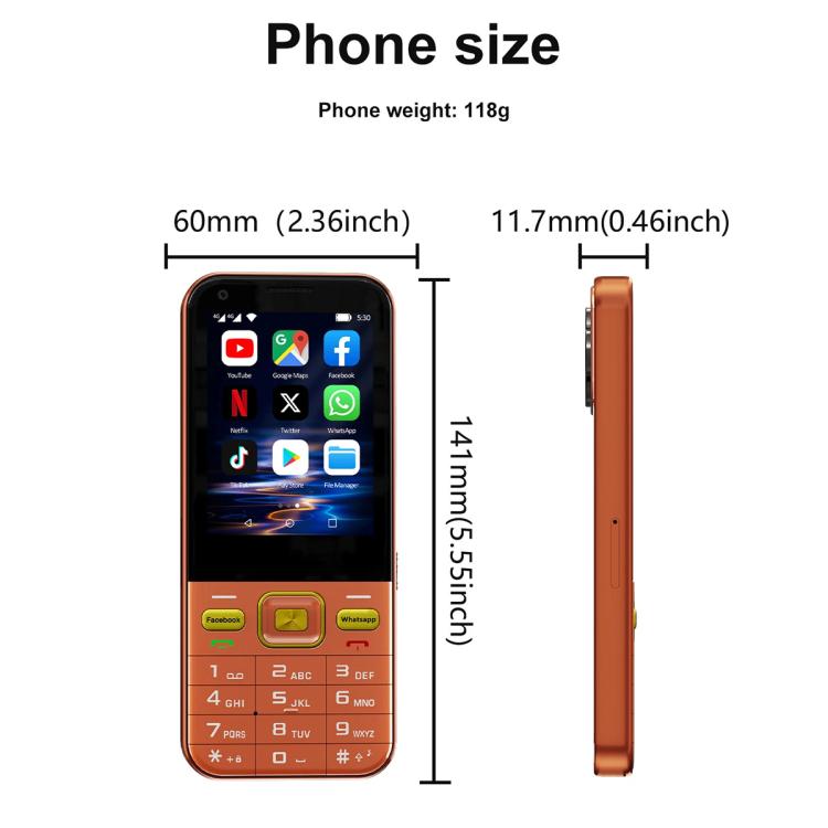 A001 / 16 MP, 2 Go + 16 Go, écran 2,8 pouces, Android 8.1, processeur quadricœur MTK6737, réseau 4G, double SIM