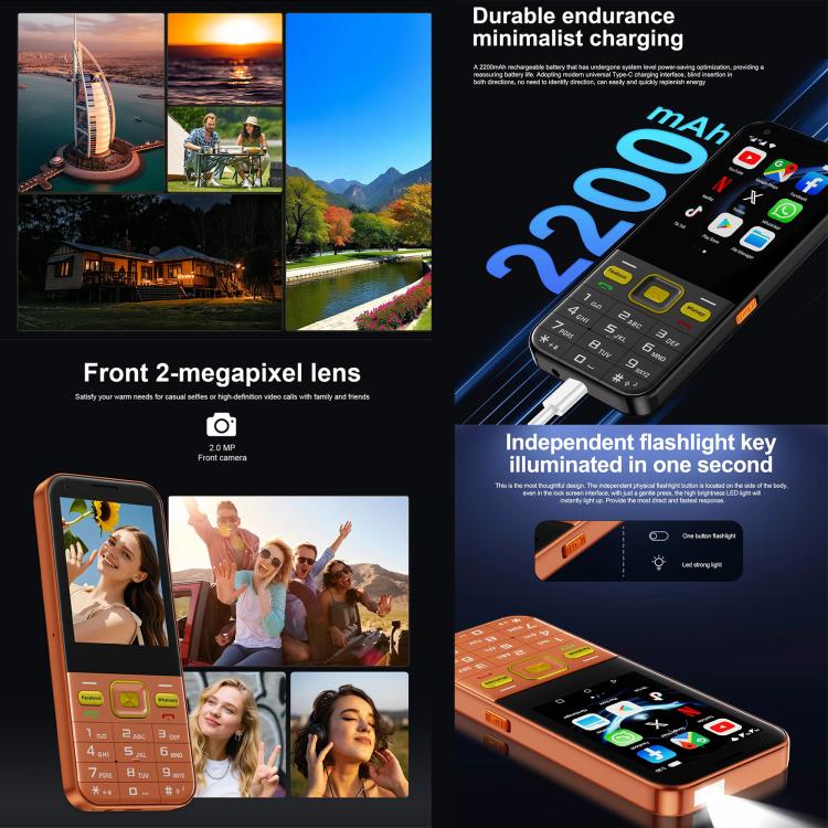 A001 / 25 MP, 2 Go + 16 Go, écran 2,8 pouces, Android 8.1, processeur quadricœur MTK6737, réseau 4G, double SIM