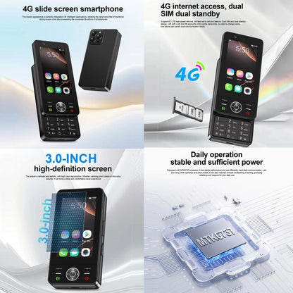 Téléphone coulissant S160, 2 Go + 16 Go, écran 3 pouces, Android 8.1, processeur quadricœur MTK6737, réseau 4G, double SIM