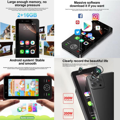 Téléphone coulissant S160, 2 Go + 16 Go, écran 3 pouces, Android 8.1, processeur quadricœur MTK6737, réseau 4G, double SIM