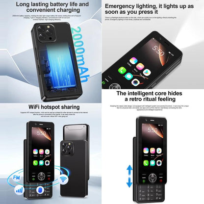 Téléphone coulissant S160, 2 Go + 16 Go, écran 3 pouces, Android 8.1, processeur quadricœur MTK6737, réseau 4G, double SIM