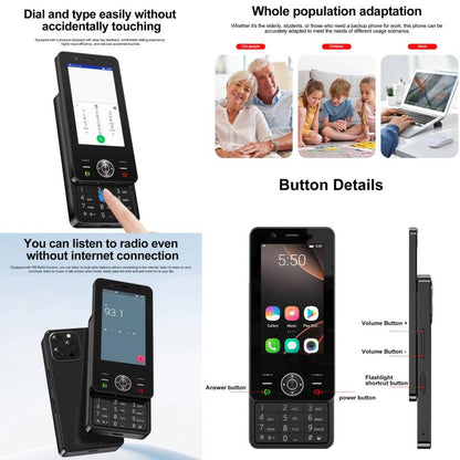 Téléphone coulissant S160, 2 Go + 16 Go, écran 3 pouces, Android 8.1, processeur quadricœur MTK6737, réseau 4G, double SIM