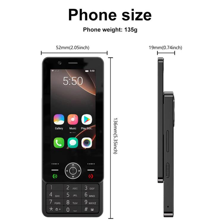 Téléphone coulissant S160, 2 Go + 16 Go, écran 3 pouces, Android 8.1, processeur quadricœur MTK6737, réseau 4G, double SIM