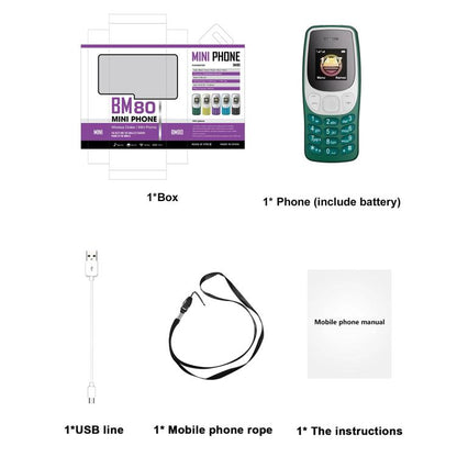 Mini téléphone portable BM80 2G, kit mains libres Bluetooth 0,85 pouce, modification de la voix, musique MP3, double SIM, réseau : 2G