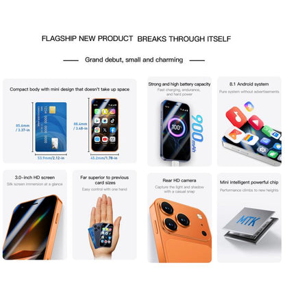 A17 mini, 2 Go + 16 Go, écran 3 pouces, Android 8.1, processeur quadricœur MTK6580, réseau 3G, double SIM