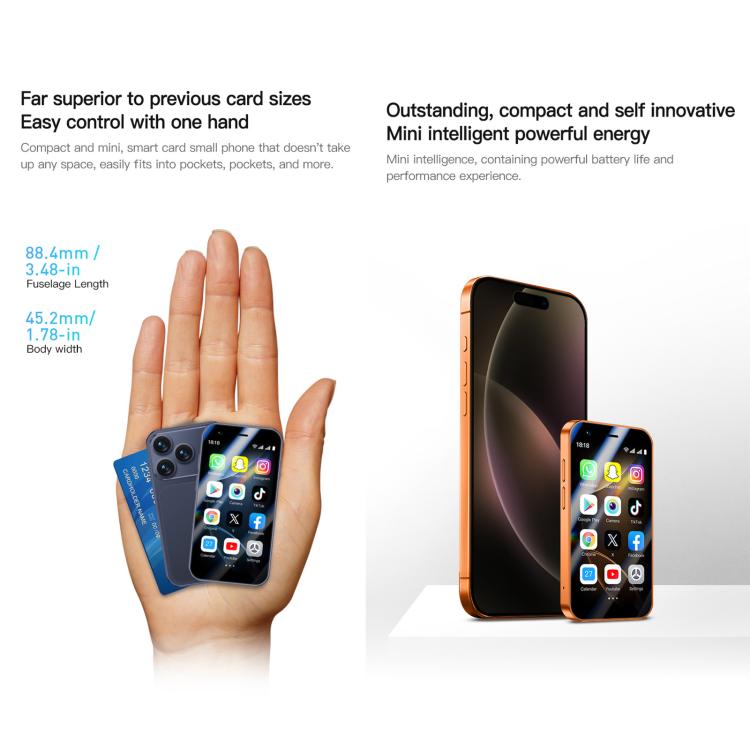 A17 mini, 2 Go + 16 Go, écran 3 pouces, Android 8.1, processeur quadricœur MTK6580, réseau 3G, double SIM