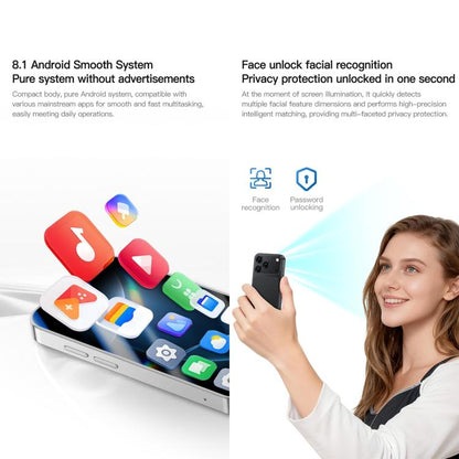 A17 mini, 2 Go + 16 Go, écran 3 pouces, Android 8.1, processeur quadricœur MTK6580, réseau 3G, double SIM