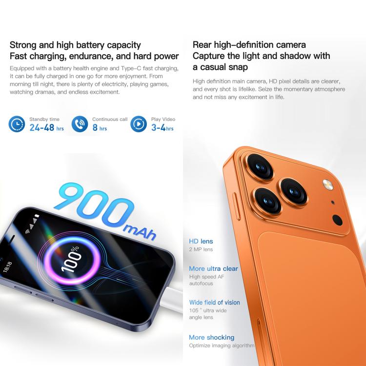 A17 mini, 2 Go + 16 Go, écran 3 pouces, Android 8.1, processeur quadricœur MTK6580, réseau 3G, double SIM