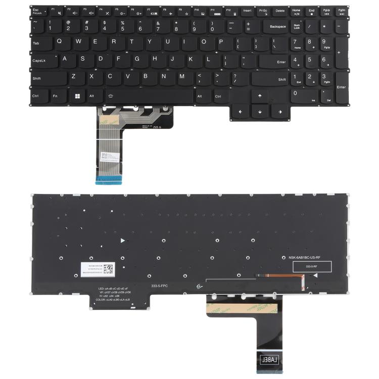 Clavier rétroéclairé pour ordinateur portable (version américaine) compatible avec les modèles Lenovo Y7000P 16IRX9 2024 et Legion 15IRH8 R7000P 2023, For Lenovo Y7000P 2024