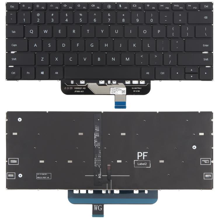 Clavier rétroéclairé pour ordinateur portable Huawei MateBook 13s EMD-W76 / EMD-W56 / MateBook HKD-W56 / HKD-W76 (version américaine), For Huawei MateBook 13s