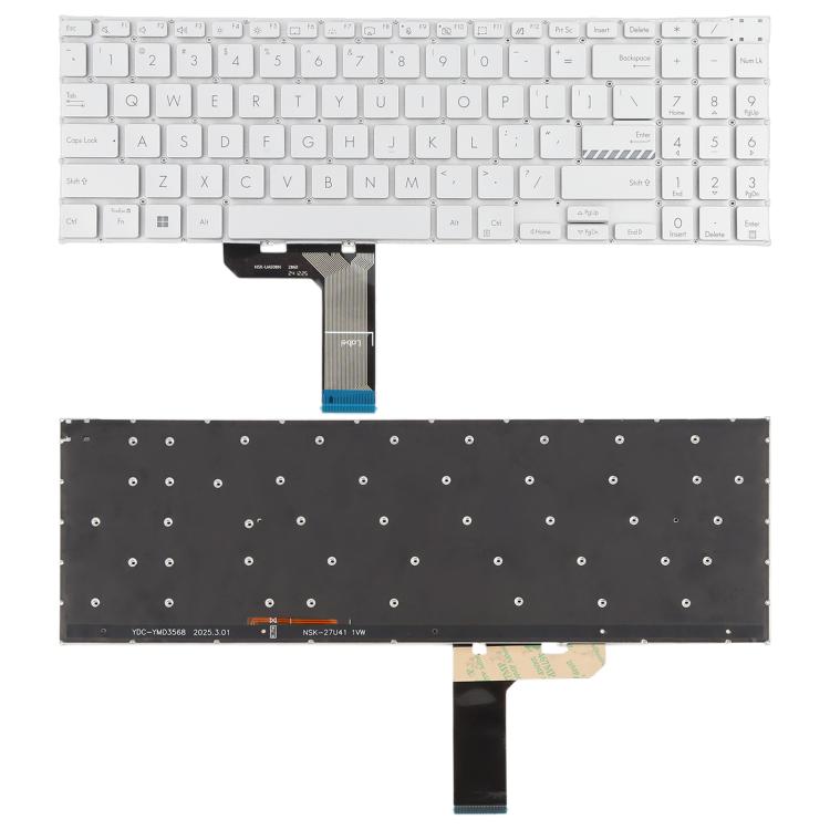 Clavier rétroéclairé pour ordinateur portable ASUS Vivobook Pro 16 K6502 K6602 ZC ZE (version américaine), For ASUS Vivobook Pro 16(Silver)