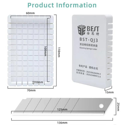 Boîte de rangement pour éponges de découpe Nano BEST BST-QJ3 avec 10 feuilles d'éponge, BEST BST-QJ3