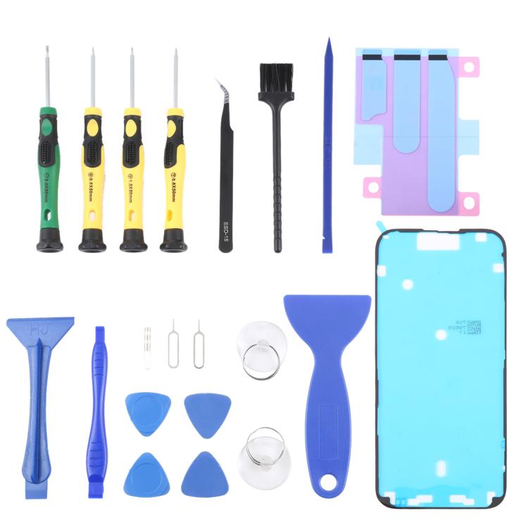 Kit JIAFA JF-8182 21 en 1 : adhésif pour batterie + adhésif étanche + kit d’outils de réparation, For iPhone 17 Pro Max, For iPhone 17 Pro, For iPhone 17, For iPhone Air, For iPhone 16 Pro Max, For iPhone 16 Pro, For iPhone 16 Plus, For iPhone 16