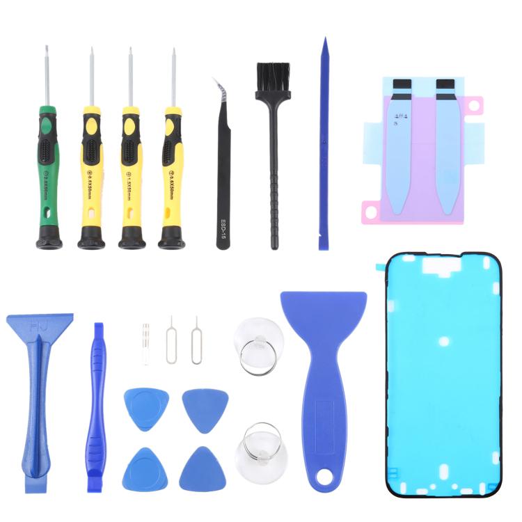 Kit JIAFA JF-8182 21 en 1 : adhésif pour batterie + adhésif étanche + kit d’outils de réparation, For iPhone 17 Pro Max, For iPhone 17 Pro, For iPhone 17, For iPhone Air, For iPhone 16 Pro Max, For iPhone 16 Pro, For iPhone 16 Plus, For iPhone 16