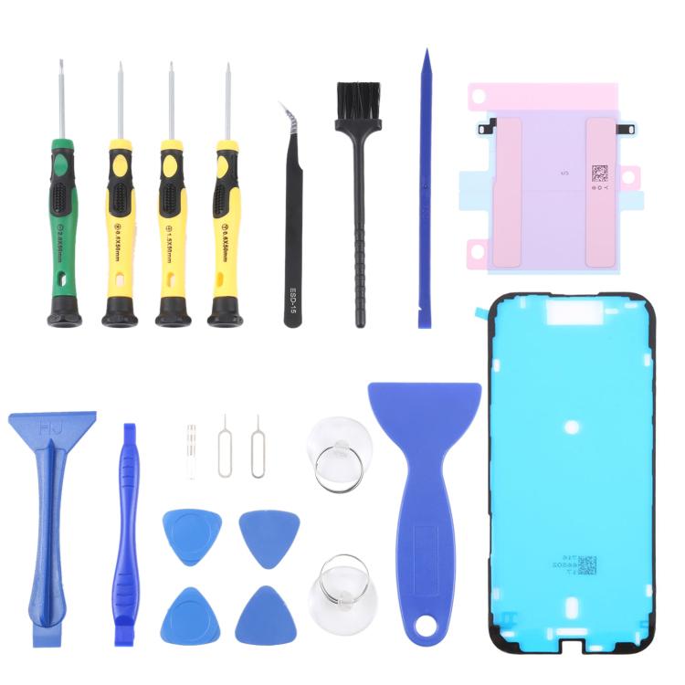 Kit JIAFA JF-8182 21 en 1 : adhésif pour batterie + adhésif étanche + kit d’outils de réparation, For iPhone 17 Pro Max, For iPhone 17 Pro, For iPhone 17, For iPhone Air, For iPhone 16 Pro Max, For iPhone 16 Pro, For iPhone 16 Plus, For iPhone 16